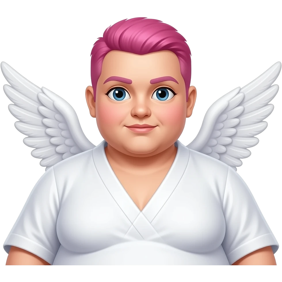 An obese sexy Angel, pink hair buzzcut emoji