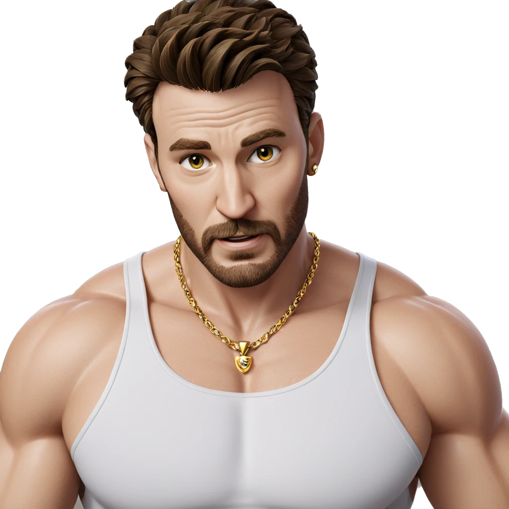 muscular male with jewelry emoji