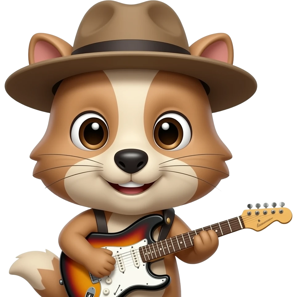 Animal wearing Hat and playing Guitar, closeup emoji