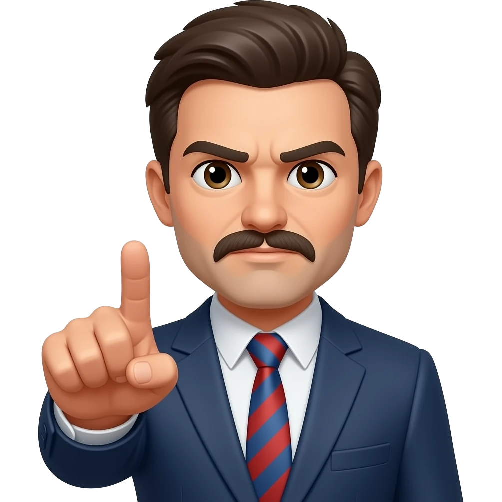 dedo señalando con cara seria emoji