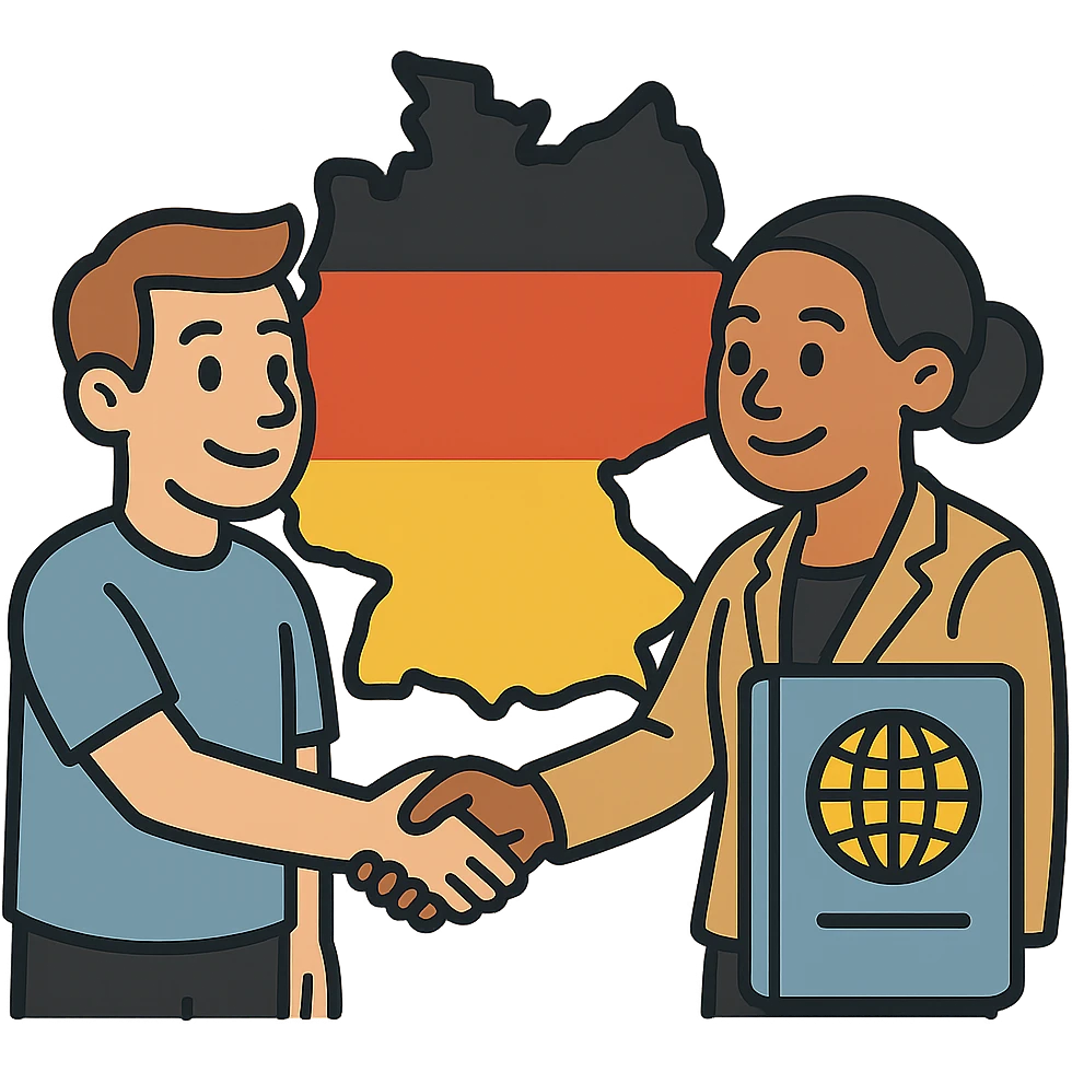 Add a symbol of a passport or official document to the icon, keep the style and colors consistent, emphasize trust and integration, keep the background as is. emoji