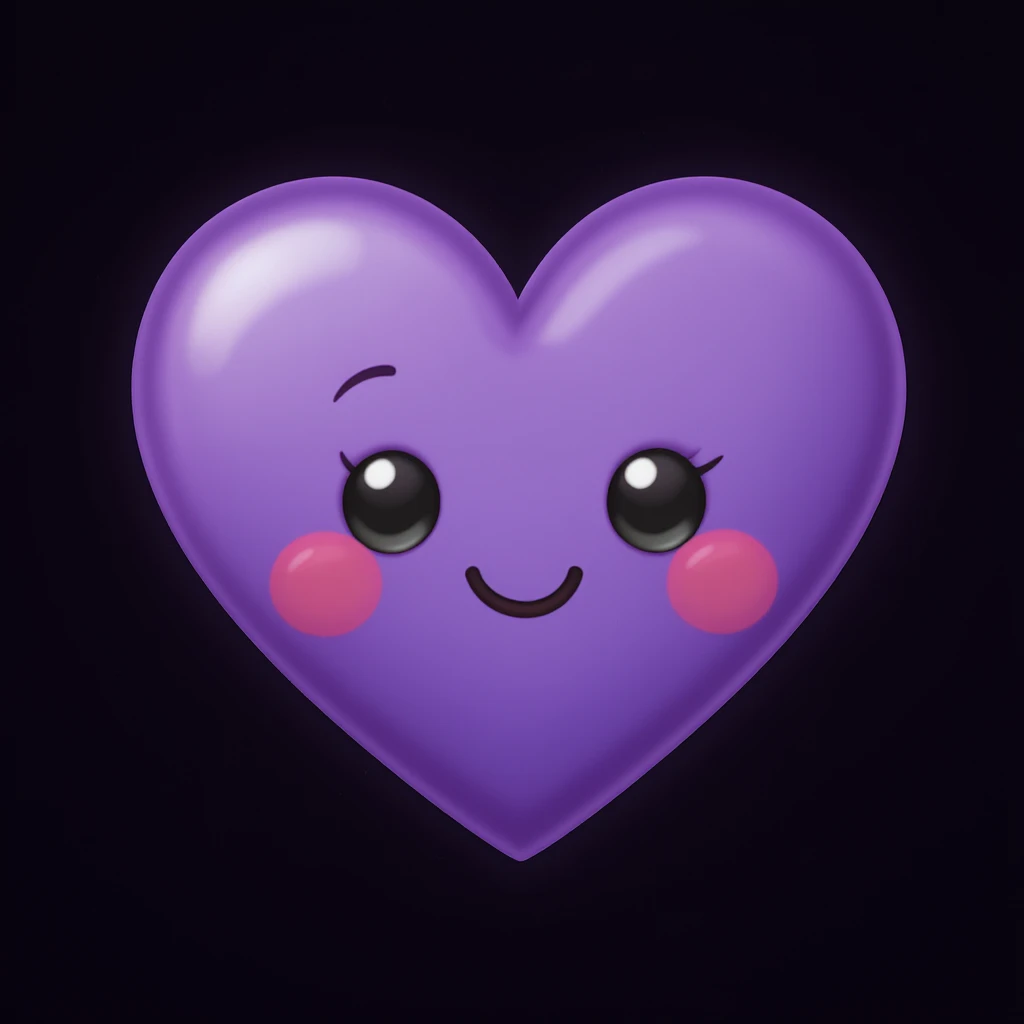 purple heart emoji with a cute face emoji