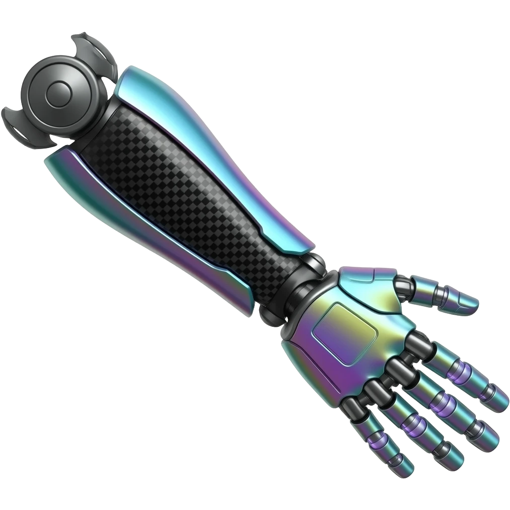 colourful only bionic arm, sci-fi , high fashion style emoji