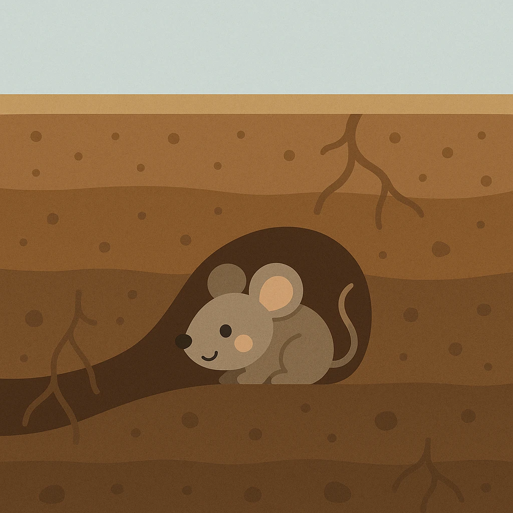 Flat design style mouse under ground emoji