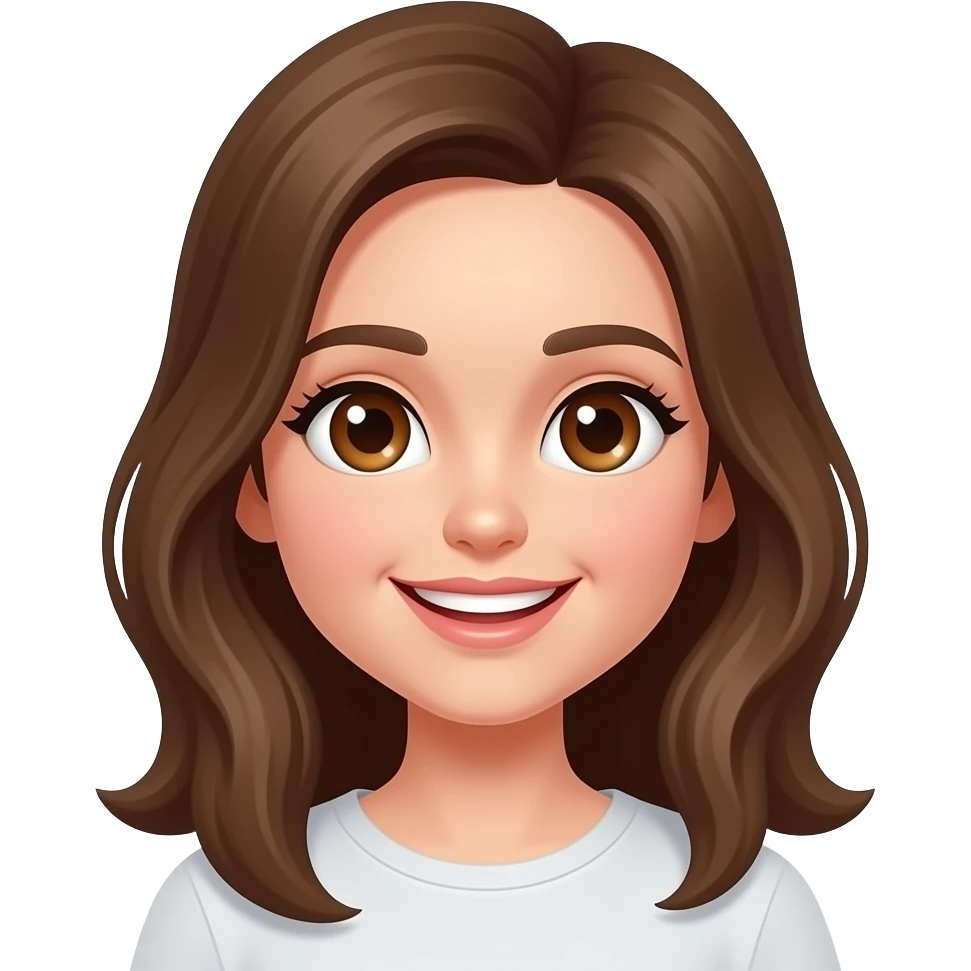 girl brown hair skin tone white to happy have heart on eyes emoji