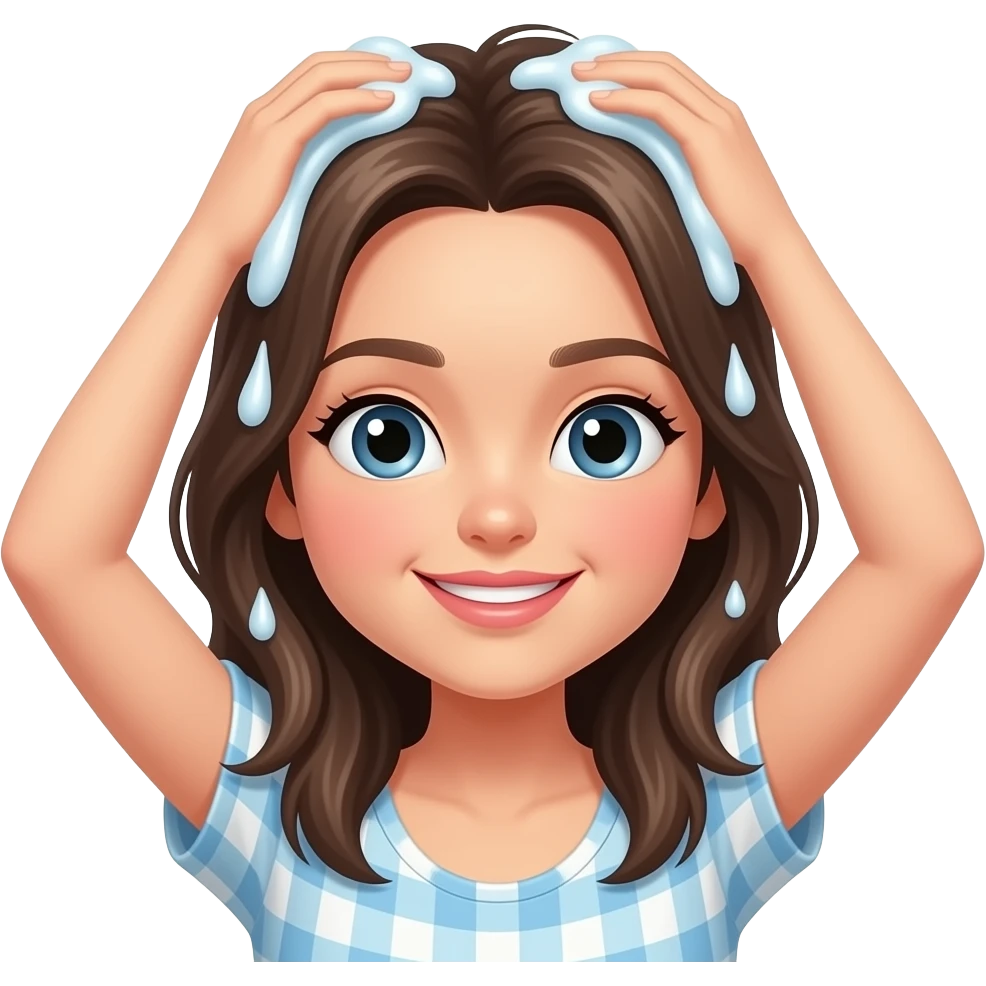 girl washing hair with shampoo emoji