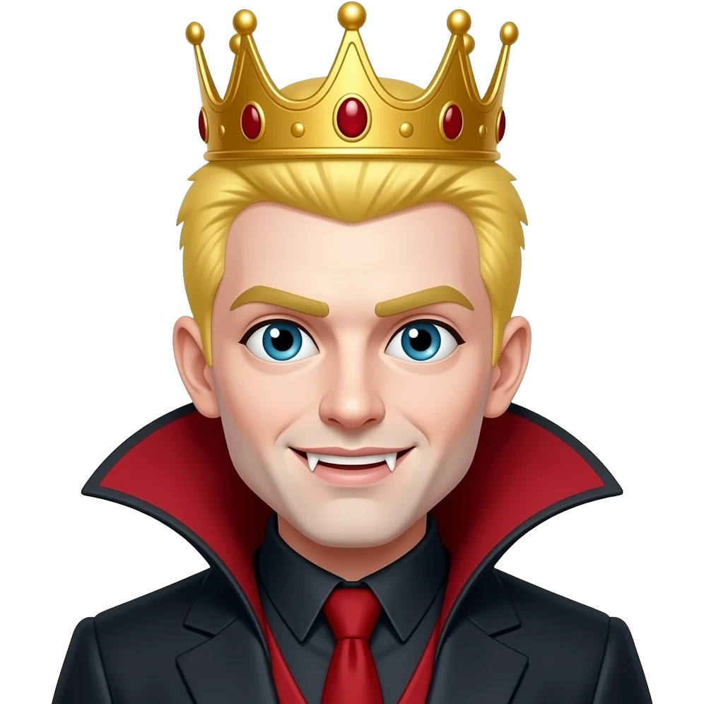 kind skin colour vampire king with crown with little yellow hair emoji