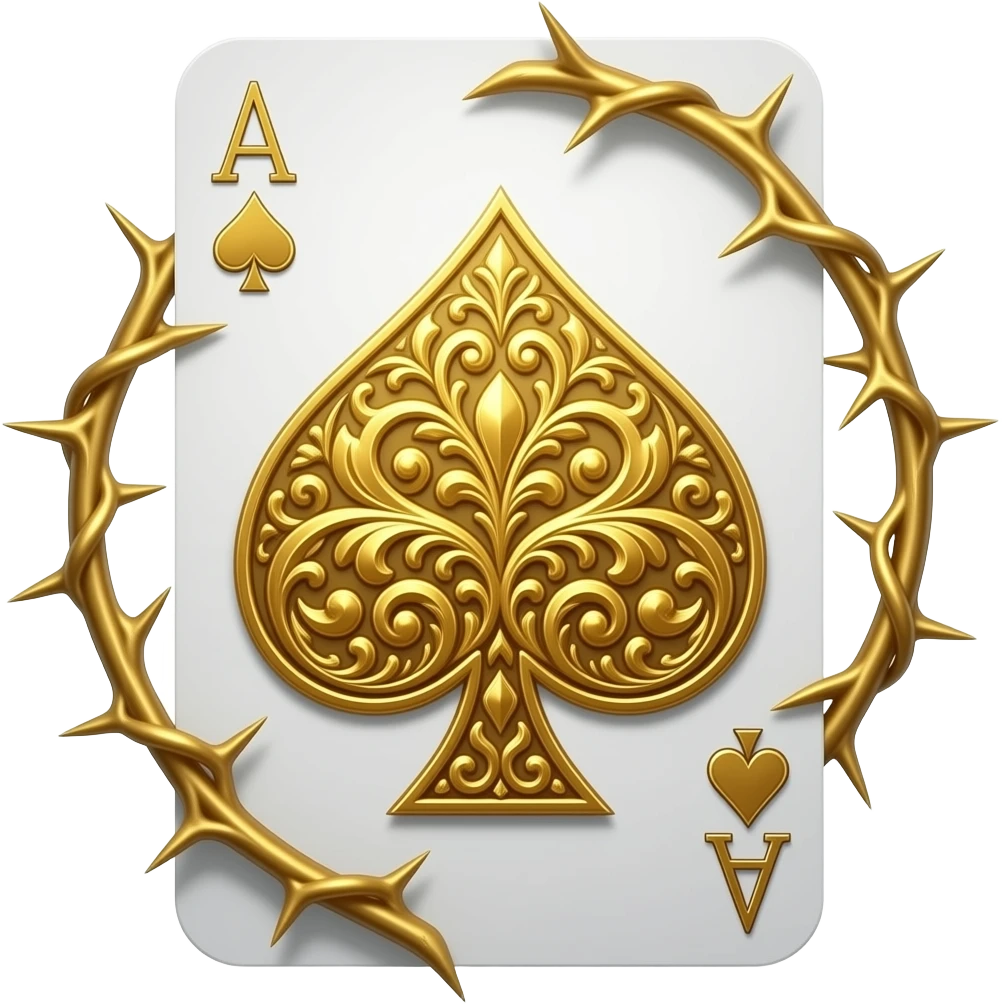 richly ornamented ace of spades surrounded by tendrils of thorns emoji