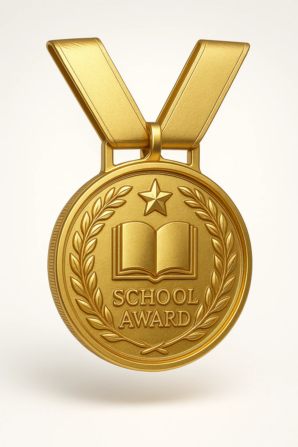gold medal-style emblem with a ribbon, representing a distinguished school award, shiny and ornate emoji