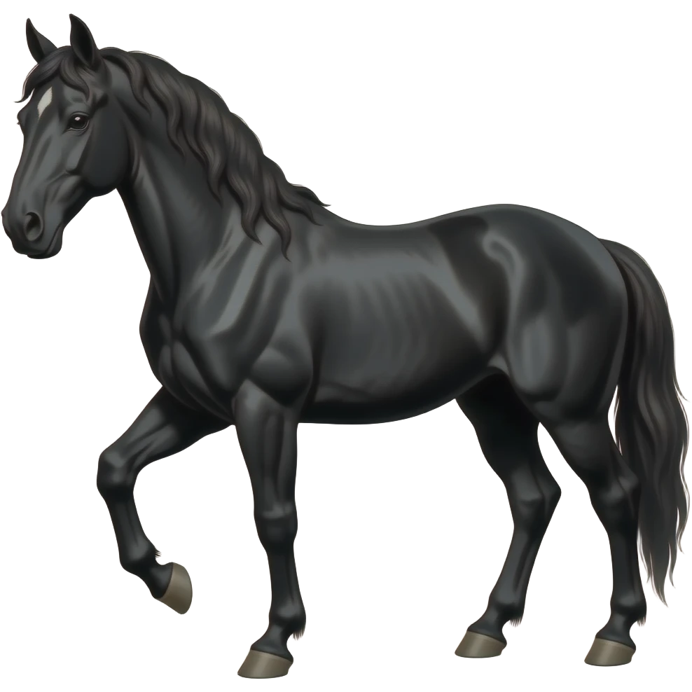 Real black horse and dangerous horse emoji