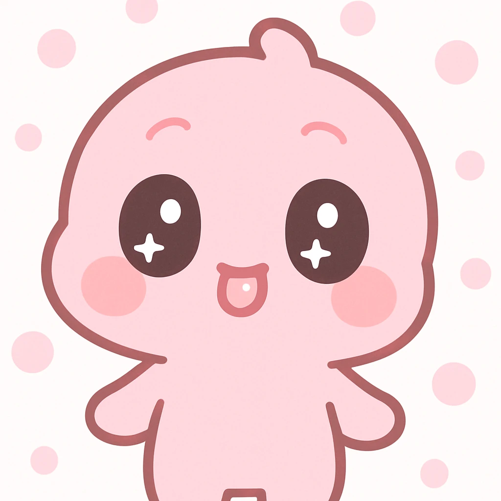 kawaii style, silly and pretty, pink color theme, sparkling eyes, glossy lips emoji