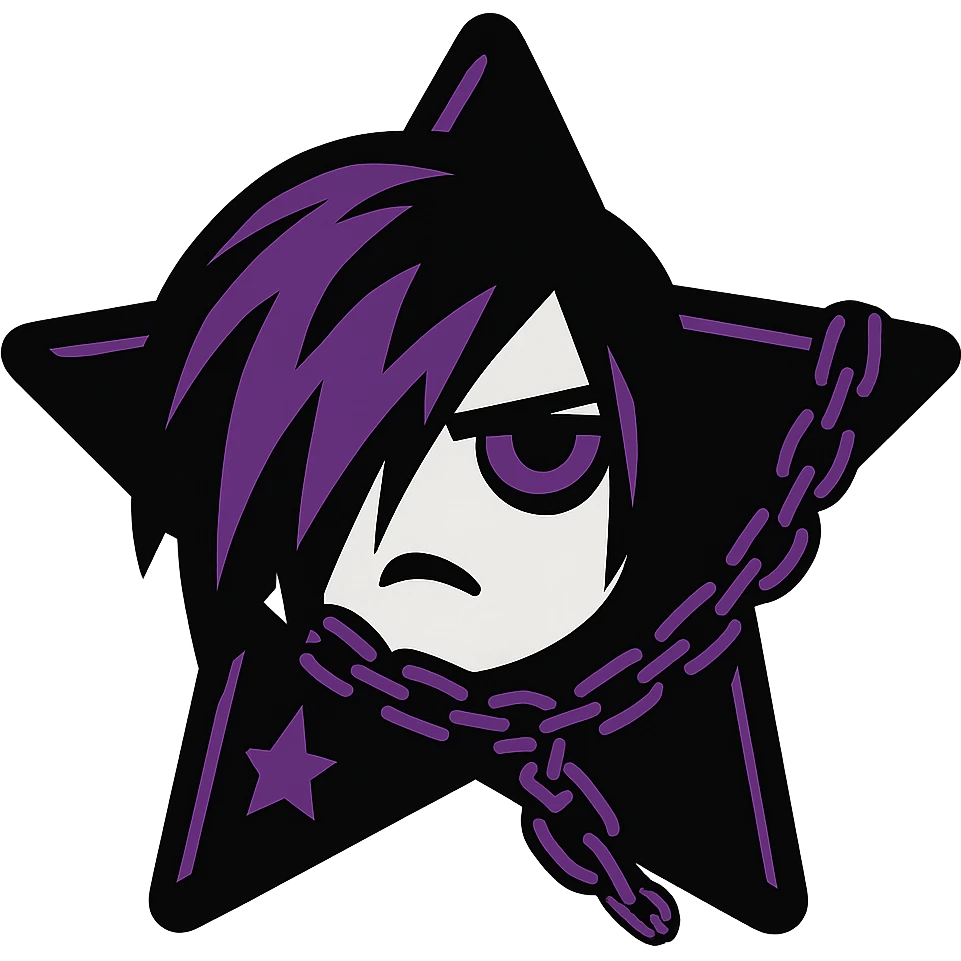 emo star with a chain, black and purple, no background emoji