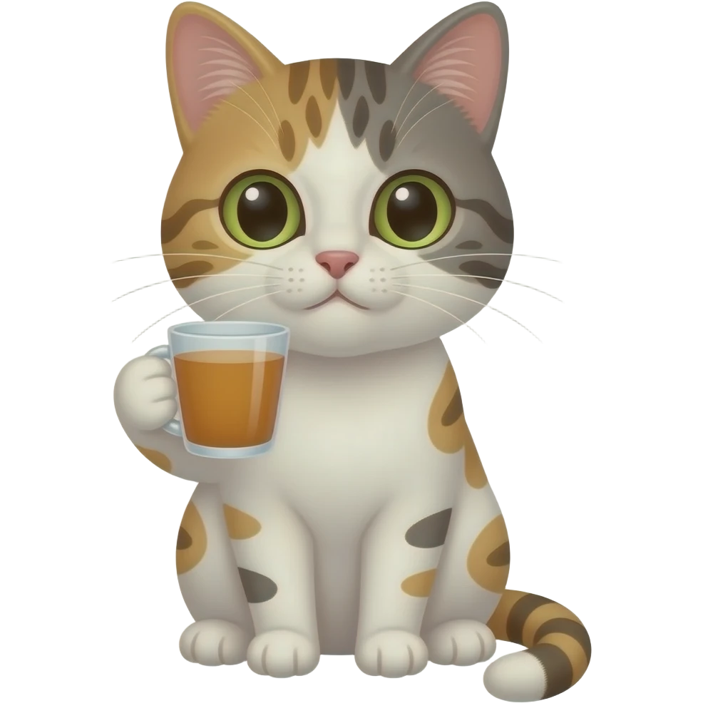 Gato sentado tomando te emoji