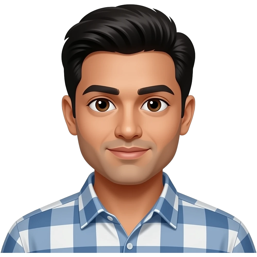 Face only of indian male, no beard, slimmer face emoji