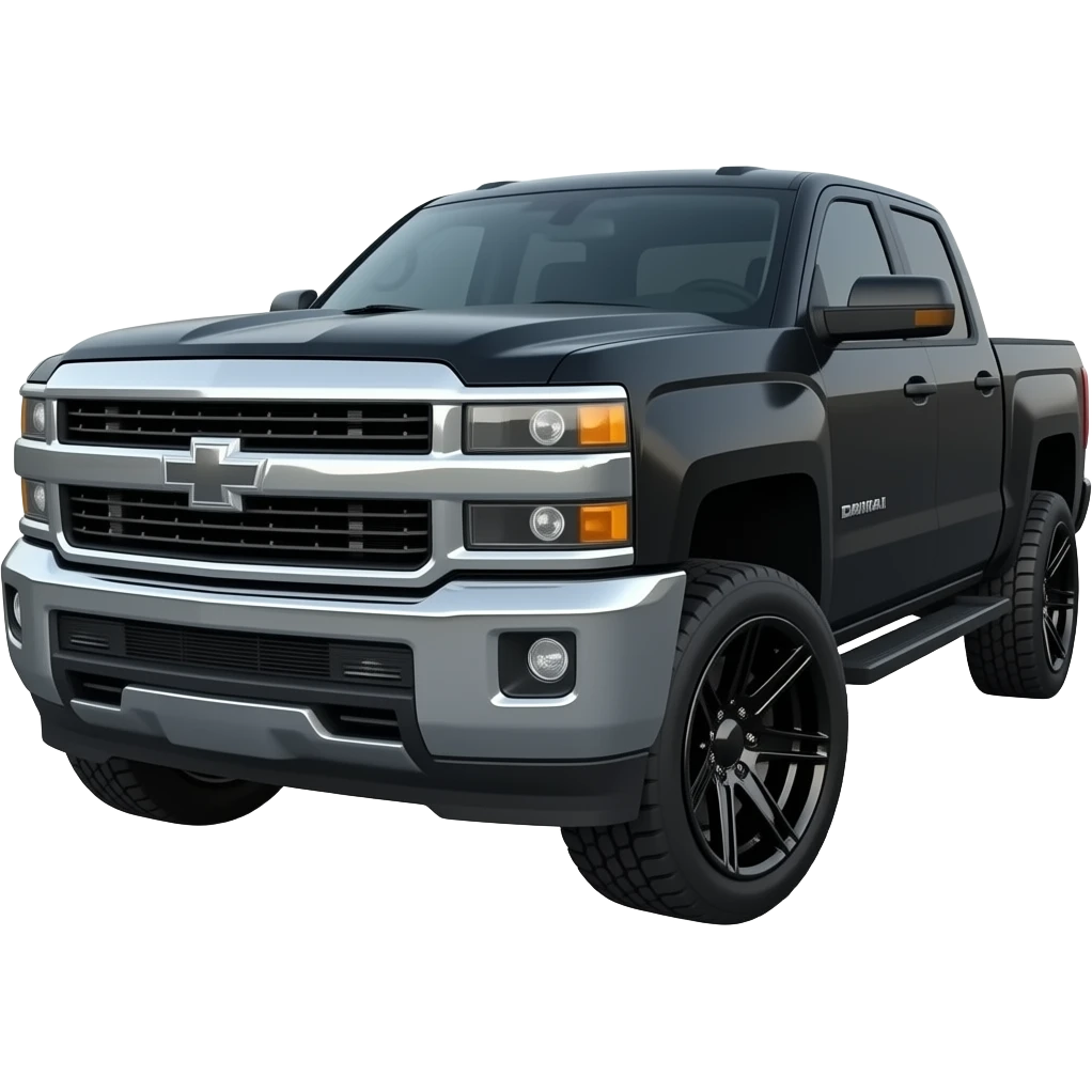 Black Duramax diesel truck and black wide rims emoji