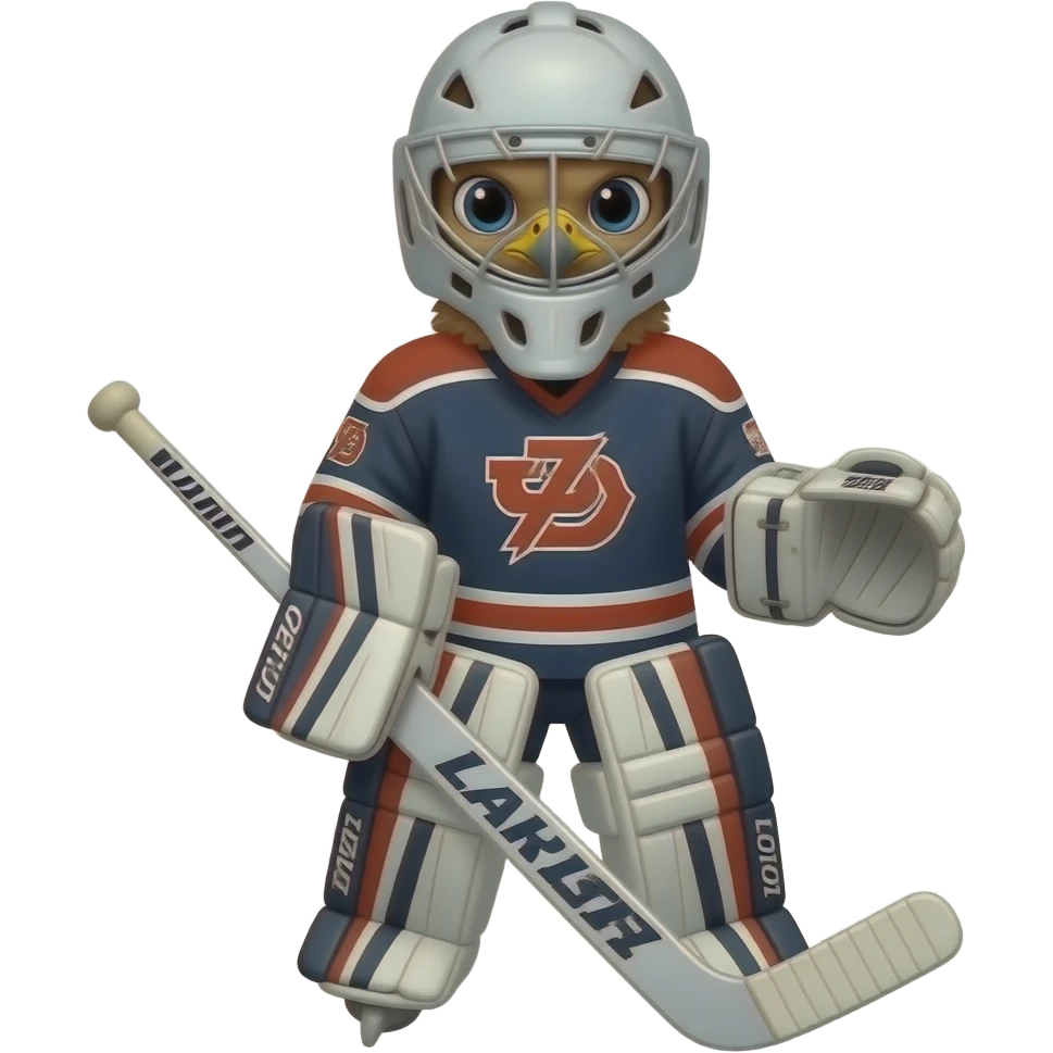 brown falcon bird being a hockey goalie emoji