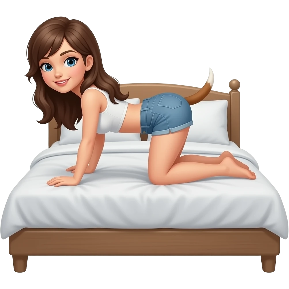 Une femme en levrette dans un lit emoji