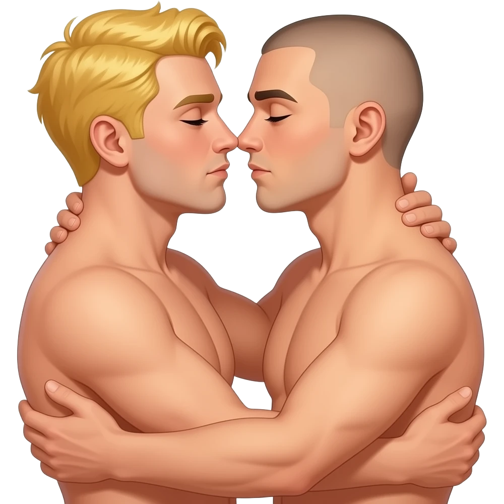 gay sex position 69 with a blond guy and a shave guy naked and hot emoji