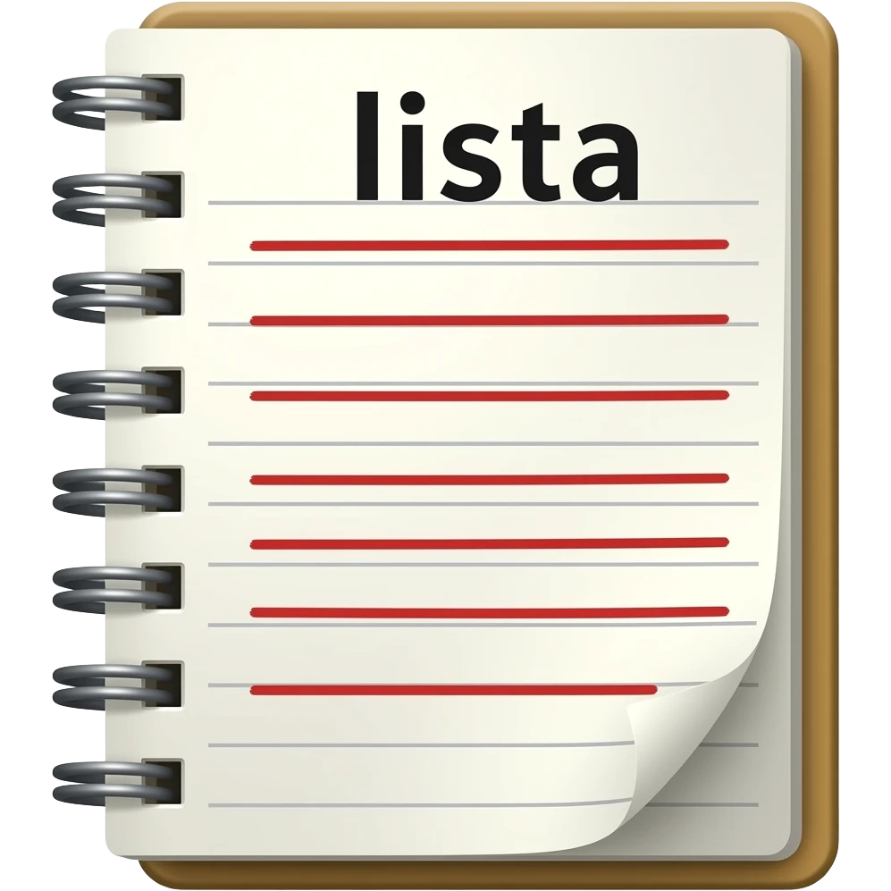 Emoji de un cuaderno que diga lista y que tenga varias líneas subrayadas en rojo emoji