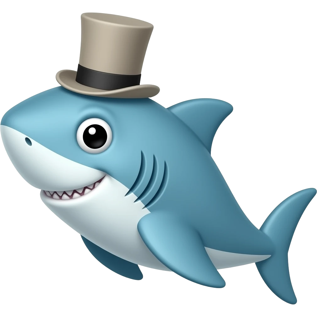 Shark with a top hat emoji