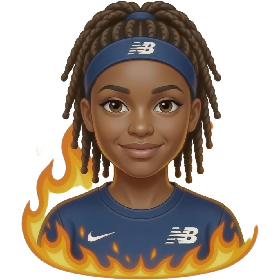 Coco Gauff with locs, NB logo, on fire emoji