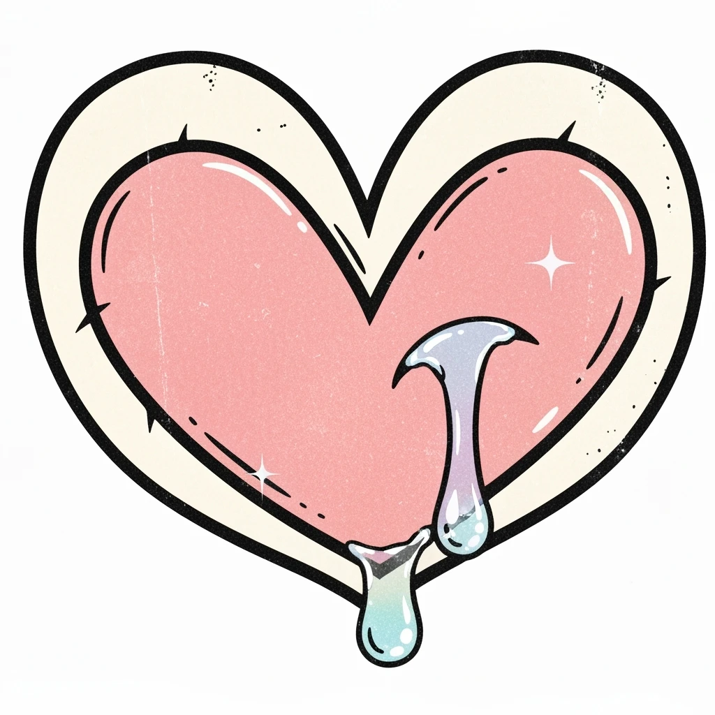 cute emo heart with a tear drop emoji