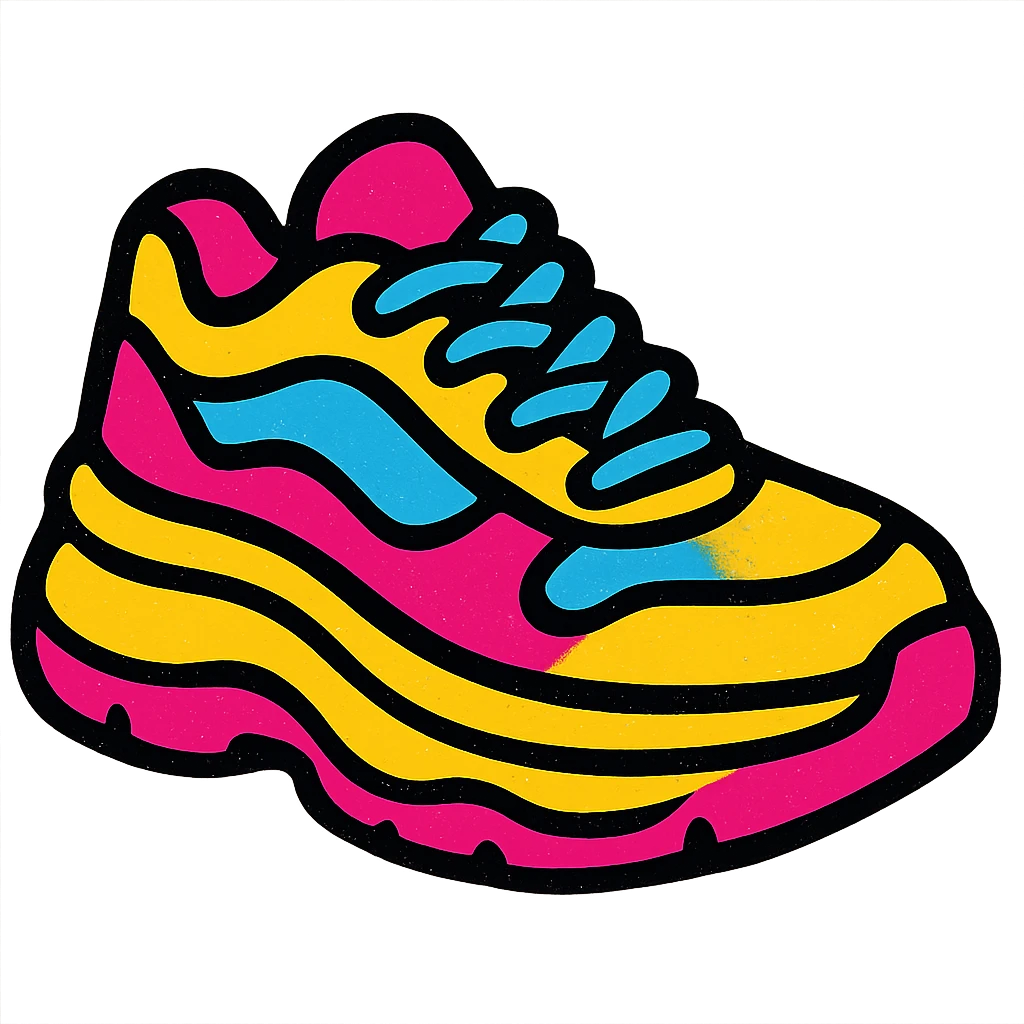 a chunky sneaker in a modern, streetwear-inspired style with bold colors emoji