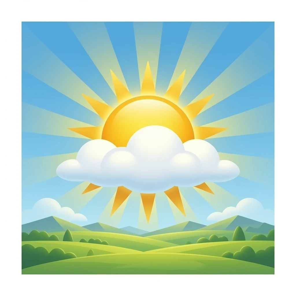 sun shinning from behind cloud emoji