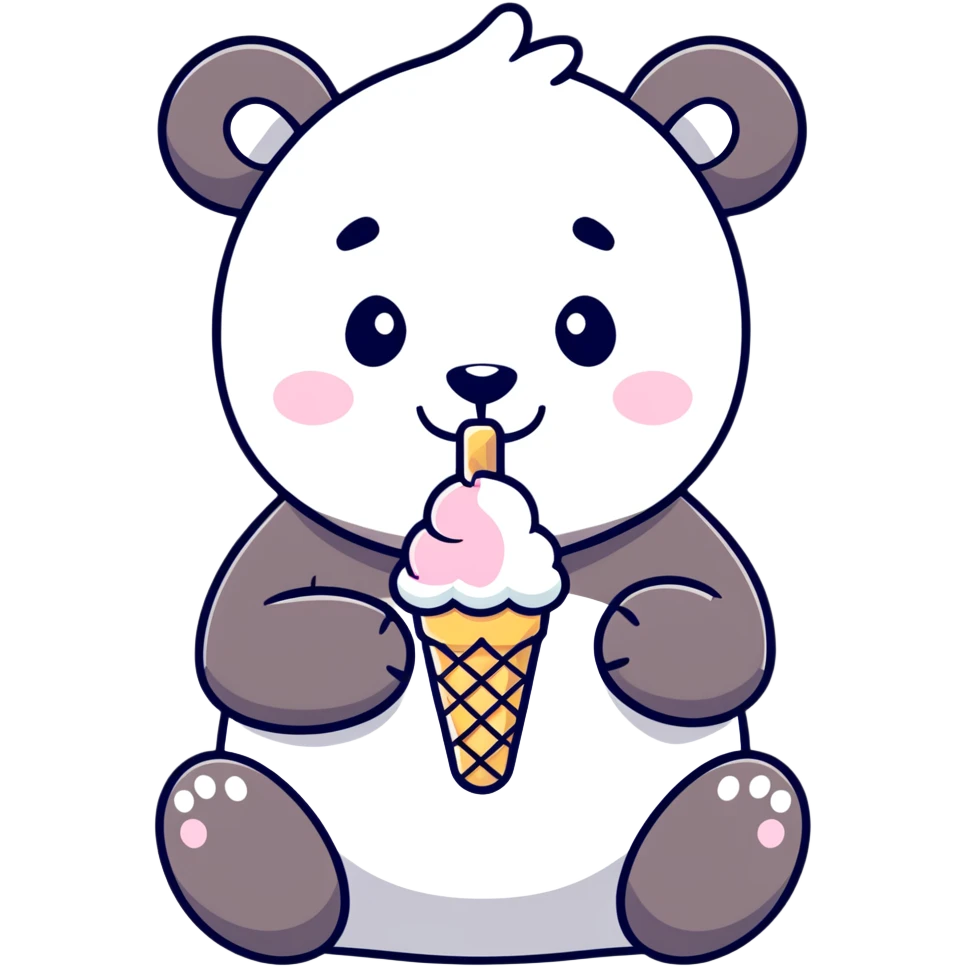 Panda eating ice cream emoji