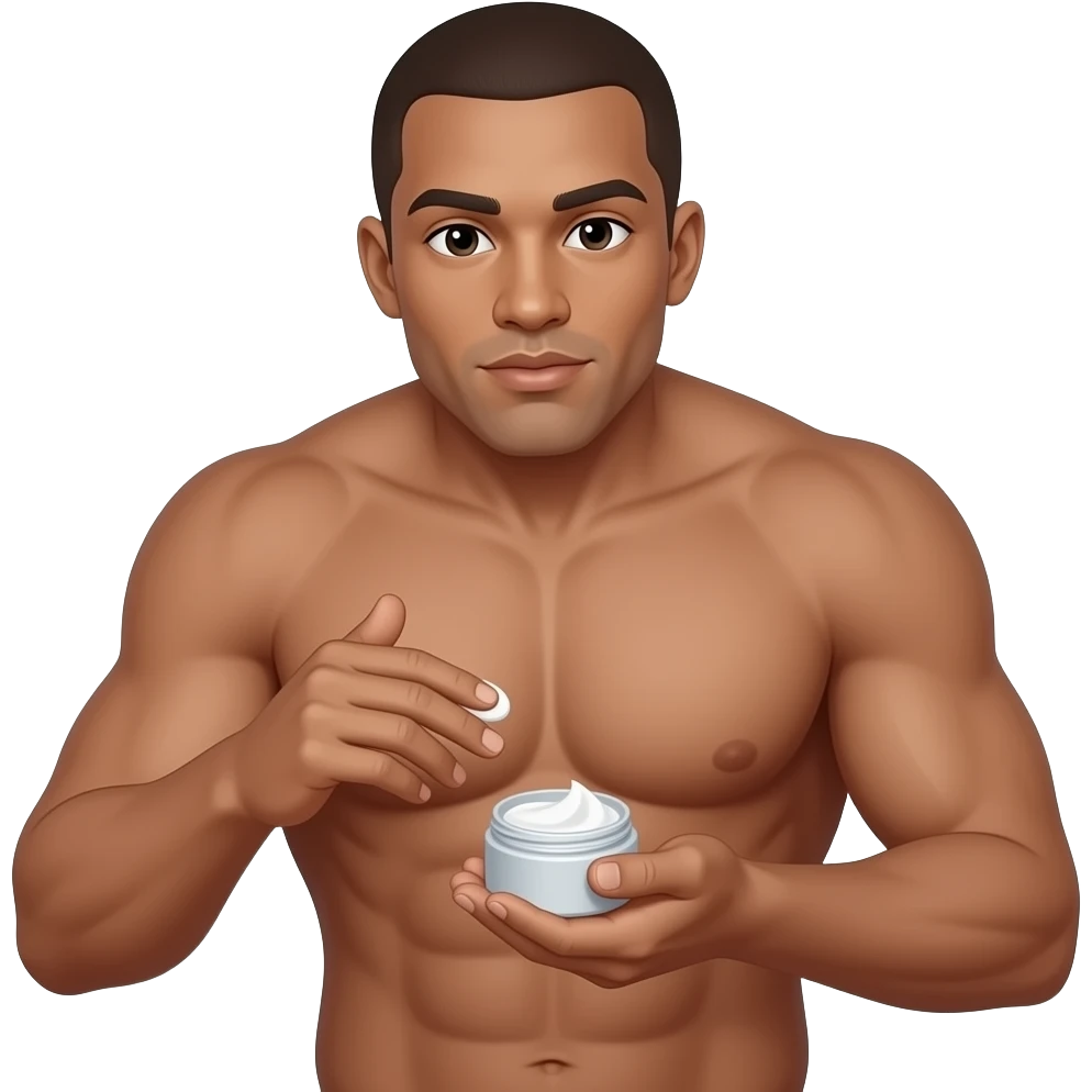 SKINNY MALE ARM  AND HANDS ONLY DARKBEOWN SKIN APPLYING CREAM emoji