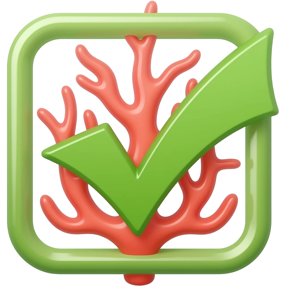 coral emoji checkmark emoji