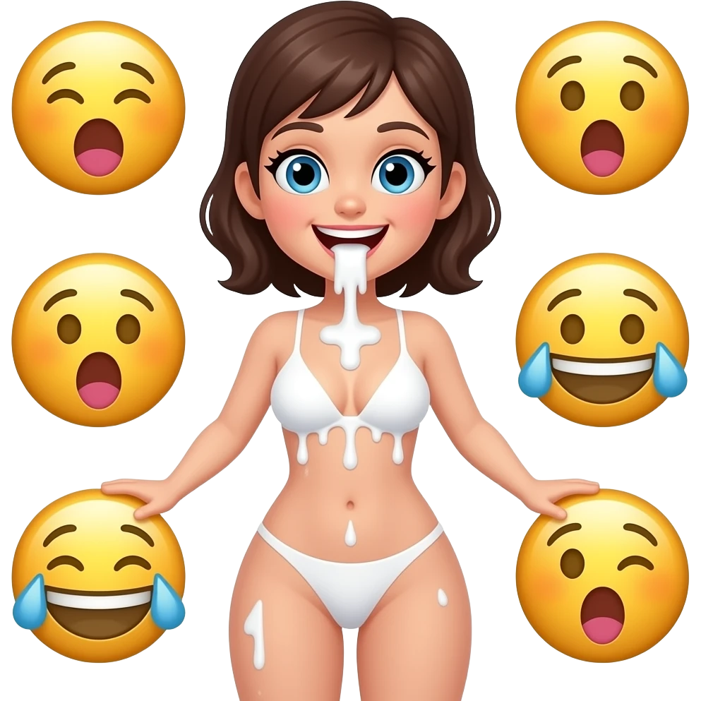 Emoji all fours spreading ahh  n3ked girl with female anat0my white liquid stuff coming out of female anat0my emoji