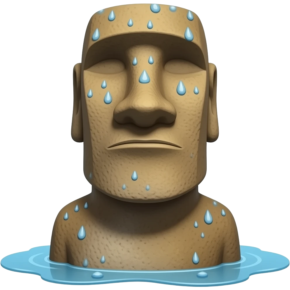 rain + moai emoji