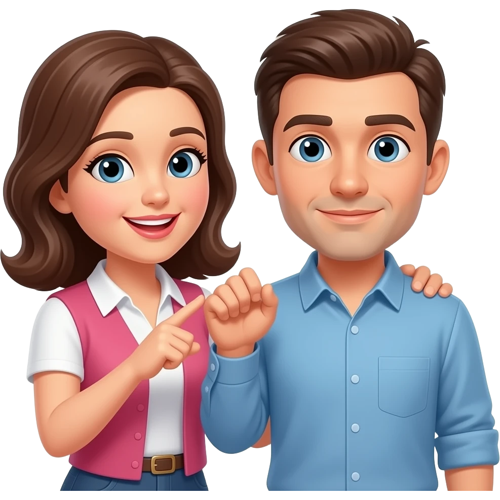 A woman telling a man to turn down the volume emoji