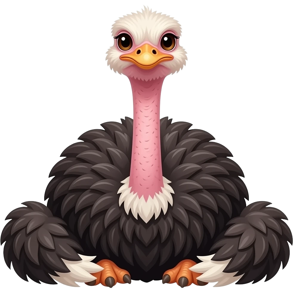 Ostrich sitting down facing the front emoji