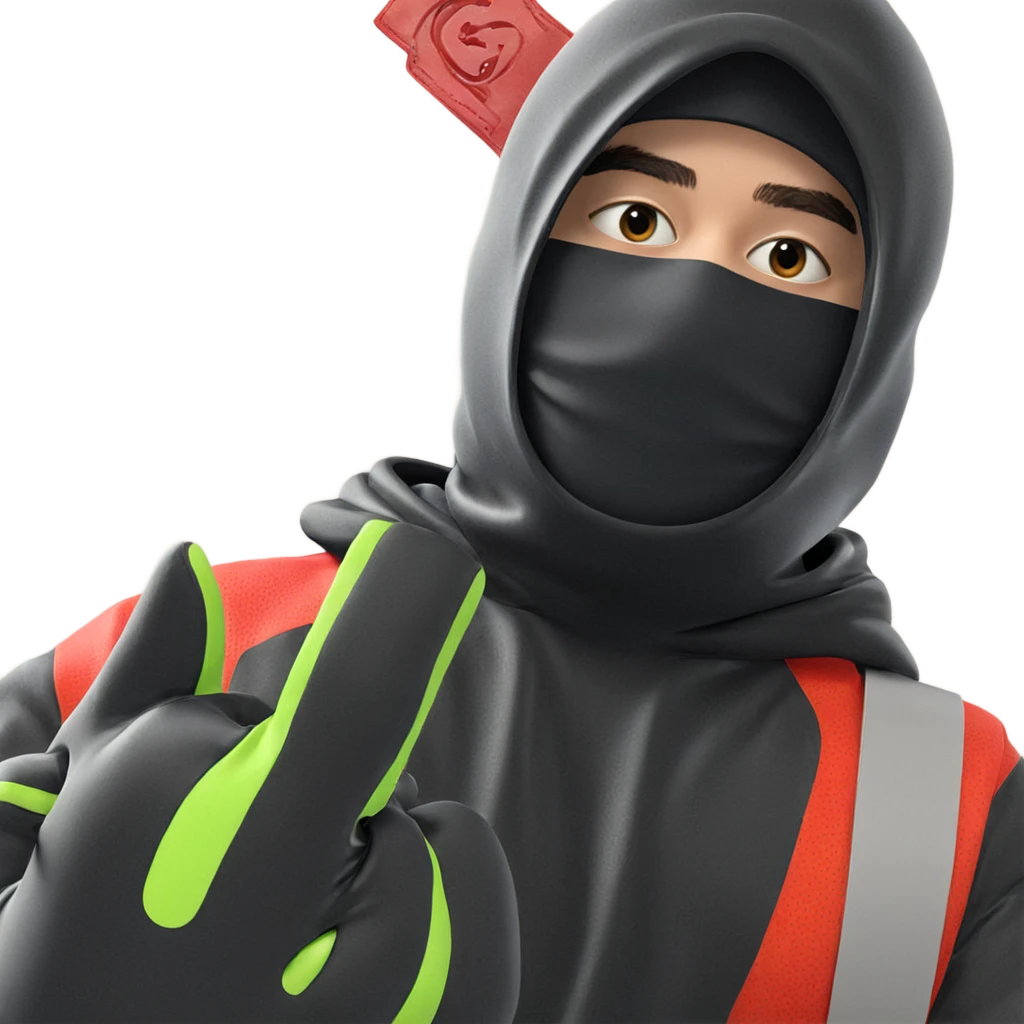 masked boy with black gloves emoji