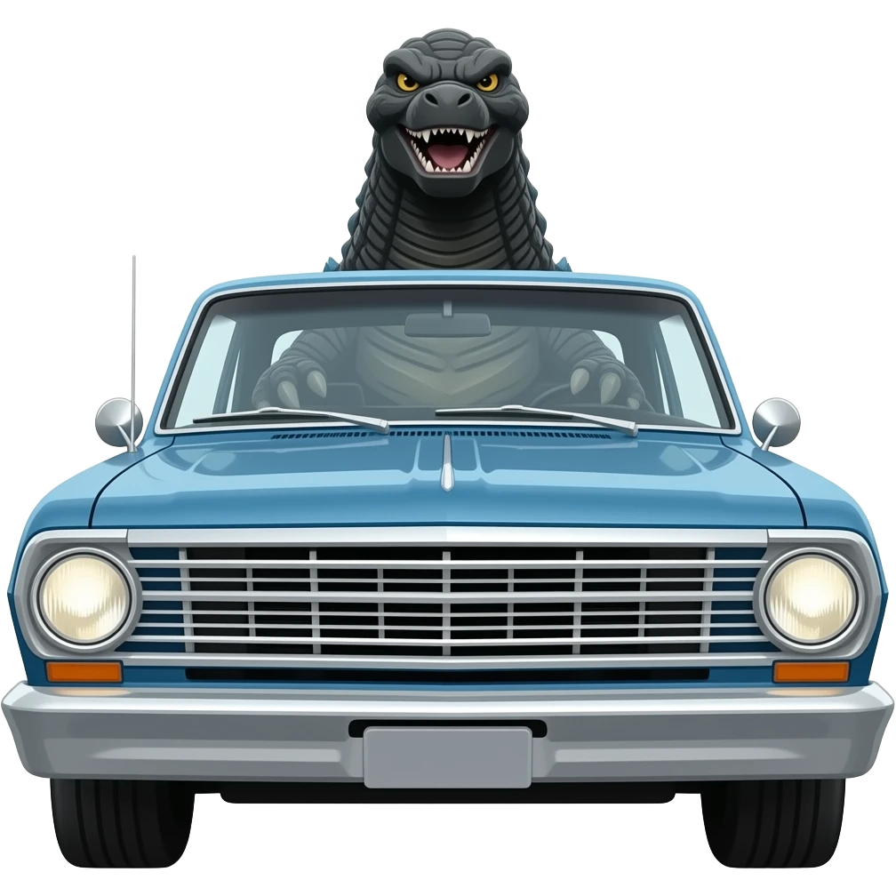 GODZILLA DRIVING 62 CHEVY II NOVA emoji