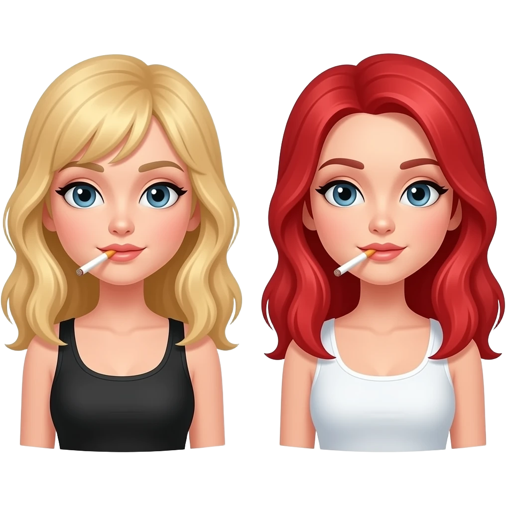 Girls smoking 1 blonde 1 red hair emoji