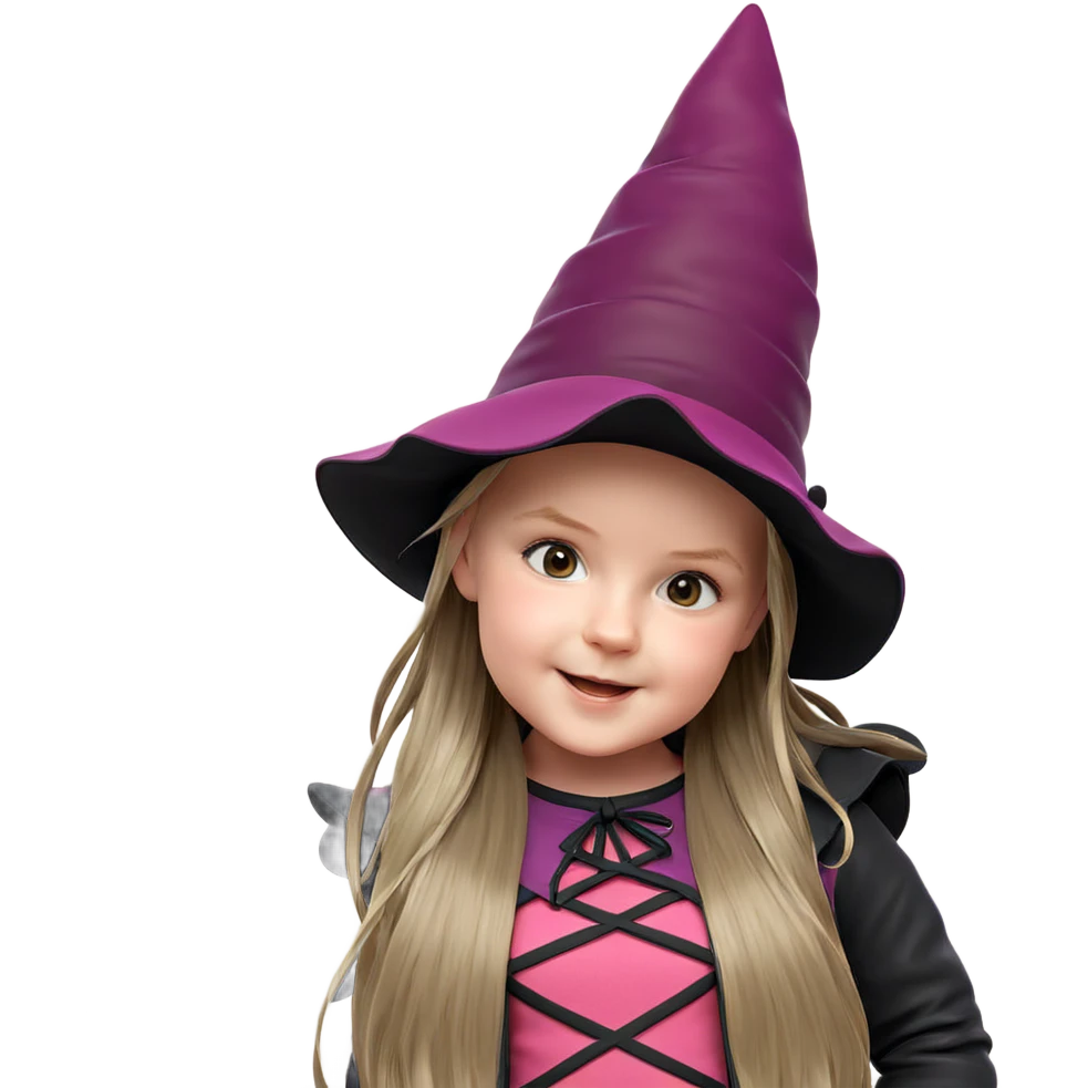 smiling girl in witch hat emoji