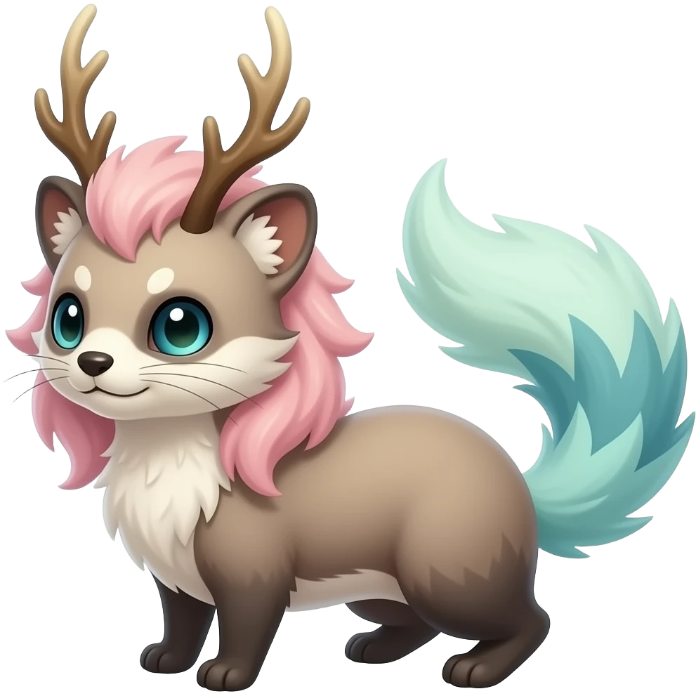 Sylveon-Leafeon-Vaporeon-Furret-Buneary-Jackalope-fusion-hybrid-animal-creature with tufted ears, tufted tail emoji