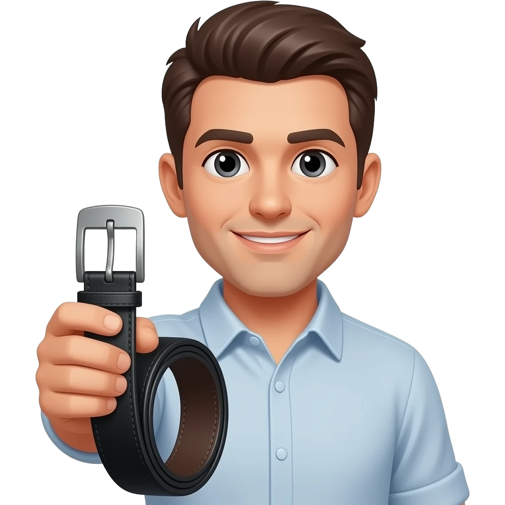 A man holding a belt in his hand emoji