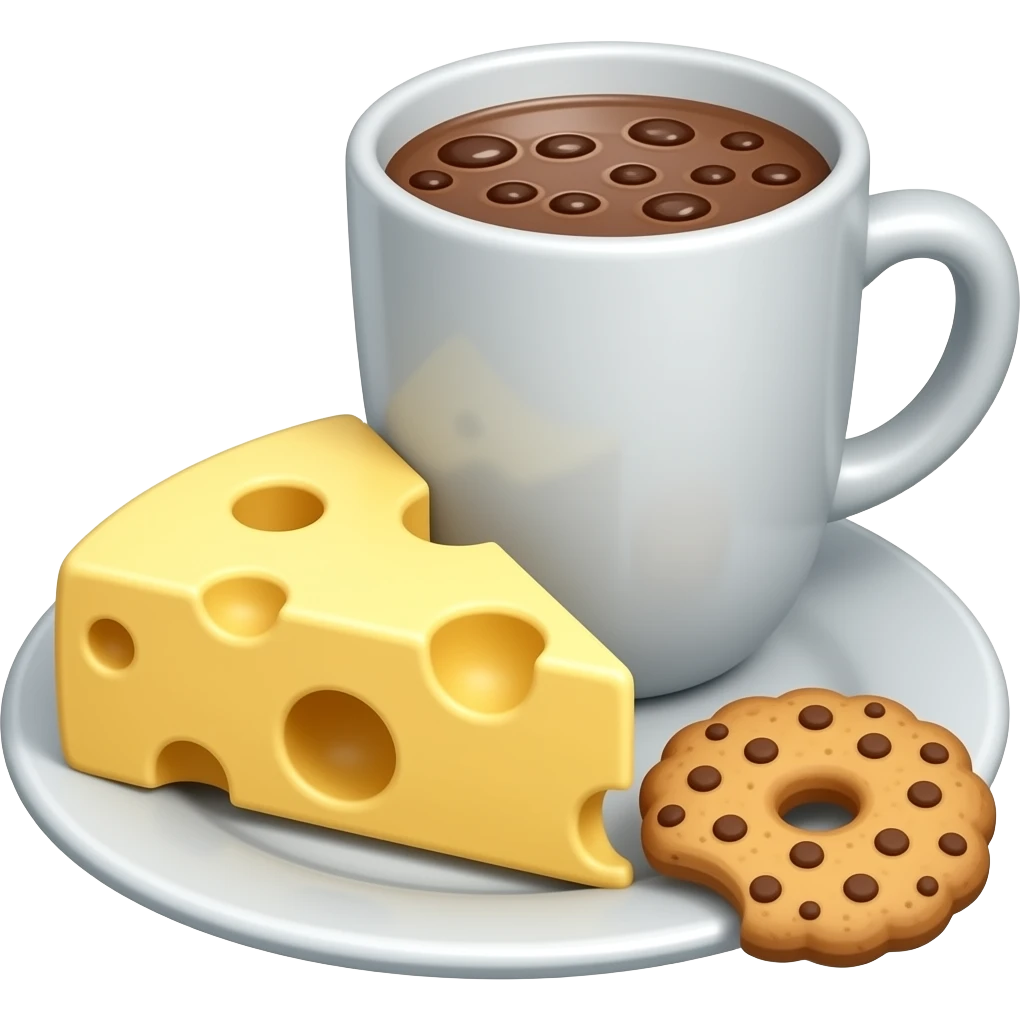 Cheese toast and hot chocolate withh a cookie emoji