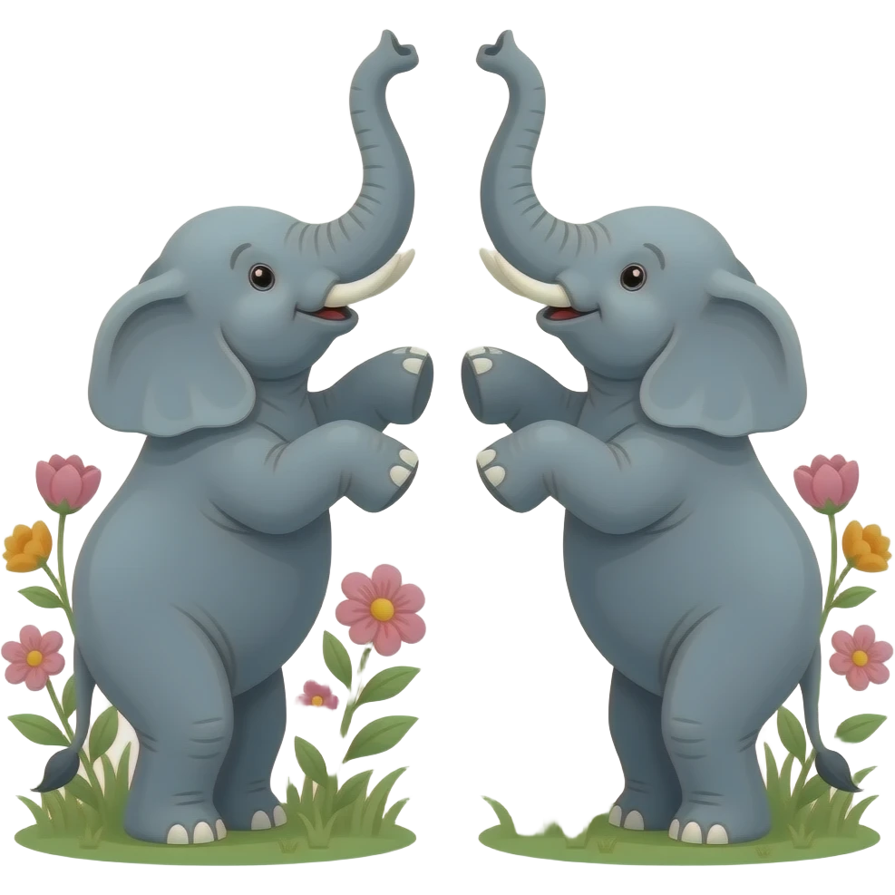 2 ELEPHENT RISING THE 2 LEG IN BETWEEN FLOWER emoji