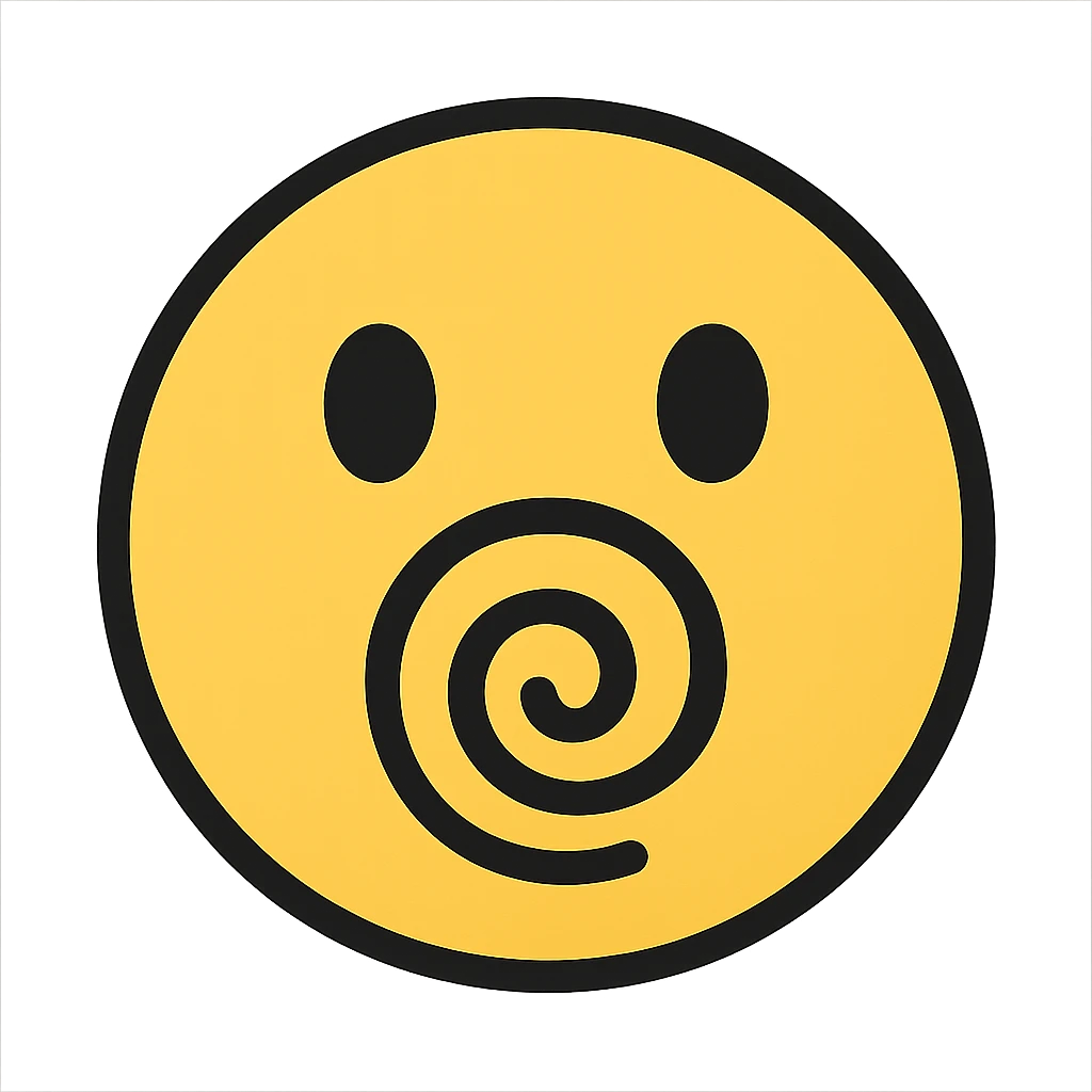 face with spiral mouth emoji, digital illustration emoji