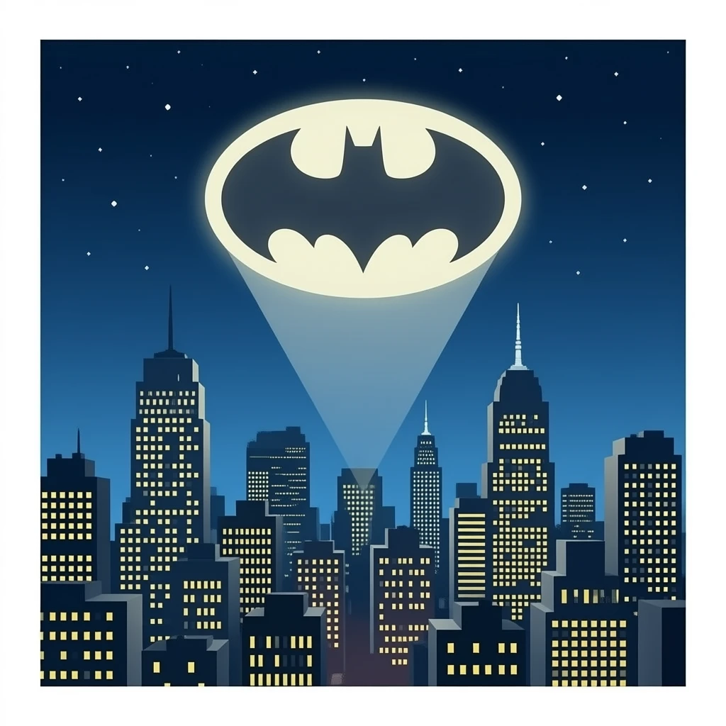 batsignal projecting to night sky city back ground emoji
