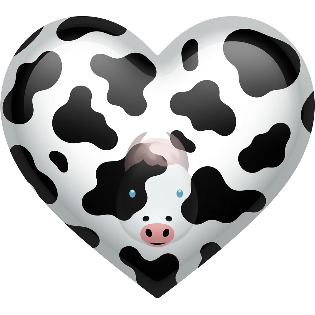 Cow print heart emoji black white emoji