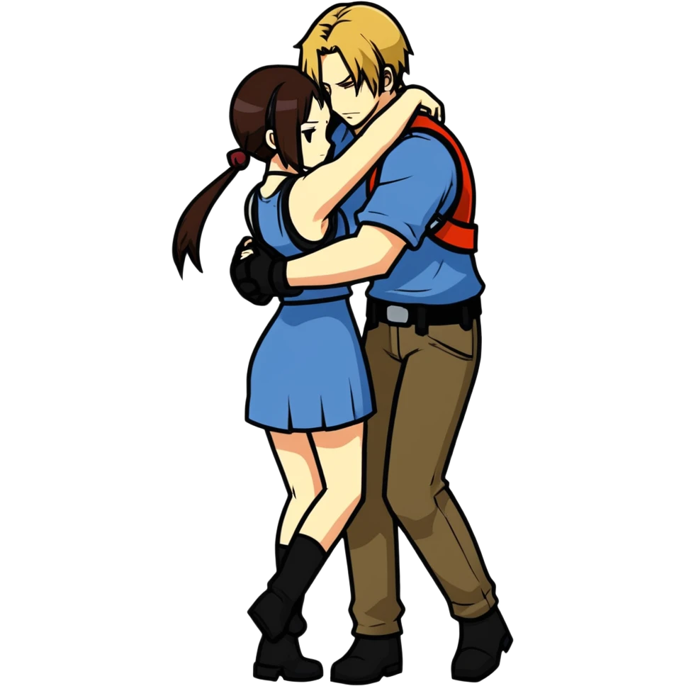 Leon Kennedy hugs Tifa Lockhart. emoji