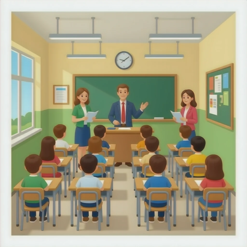 Miga school 10 students 13 Teachers in the classroom emoji