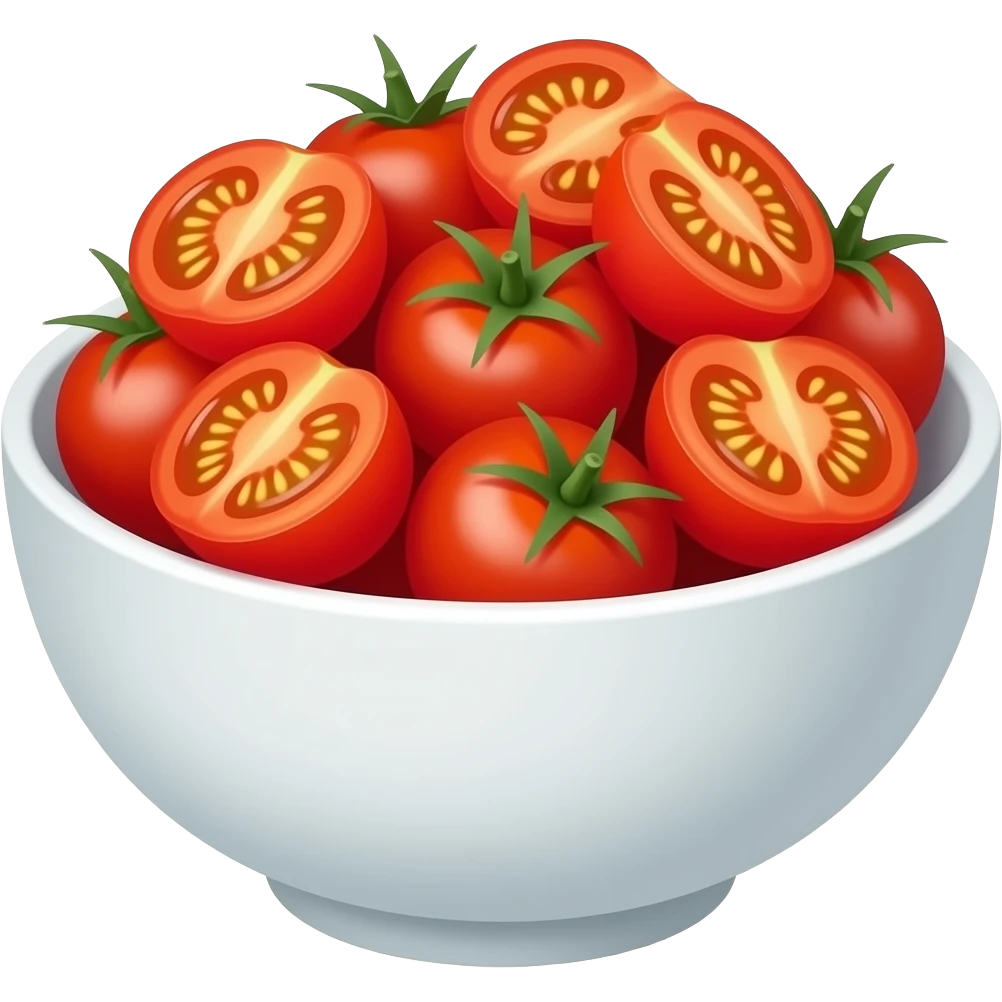 sliced cherry tomatoes in bowl emoji
