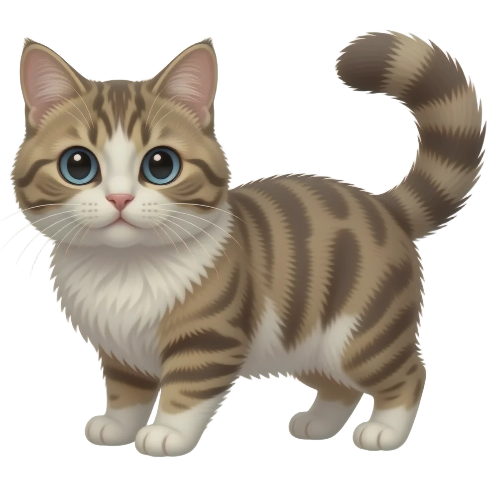 Fuzzy Scottish-Fold-Skookum-Kinkalow-Munchkin-Cat-hybrid emoji
